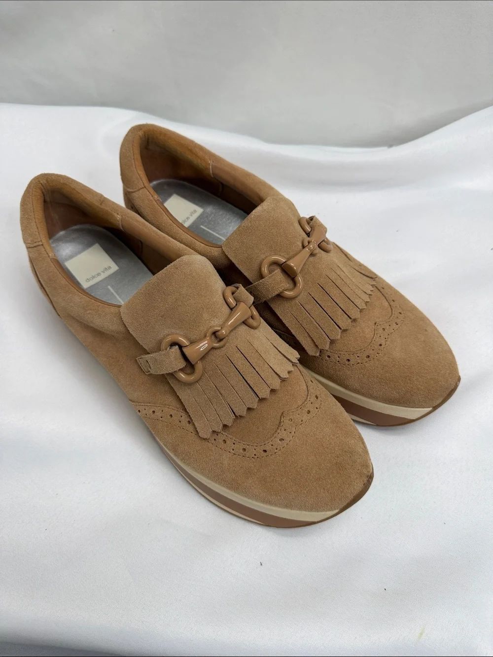 Dolce Vita Tan Suede Fringe Loafer Sneakers
